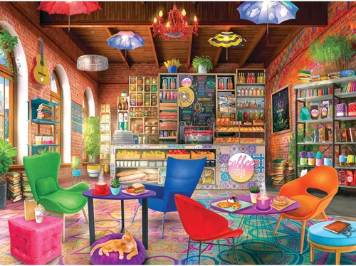 Vista 2 de RoseArt - My Happy Place - Boho Coffeshop - Rompecabezas de 750 piezas para adultos