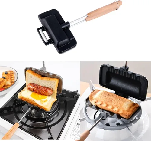 Vista 8 de Sartén para sándwich, disco de aluminio para hornear, sartén abatible adecuada para queso a la parrilla, panqueques, tortillas, perros calientes