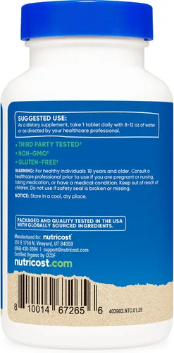 Vista 3 de Nutricost Clorella orgánica 500 mg, 240 tabletas - Sin gluten, sin OMG
