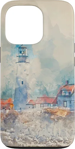 Vista 10 de iPhone 16 Artistic Lighthouse Painting Case