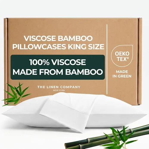 Vista 11 de Juego de 2 fundas de almohada de viscosa de bambú 100% cultivadas orgánicamente, refrescantes y transpirables, suaves como la seda, doble costura