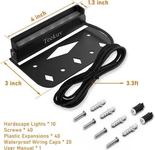 Vista 6 de Teekuv Paquete de 10 luces de pared de contención de 4 pulgadas, iluminación LED de 3 W, IP65, impermeable, 12 V CA/CC, bajo voltaje
