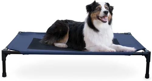 Vista 13 de K&H PET PRODUCTS - Cuna elevada para mascotas con centro de malla, varios tamaños Malla de color marrón.