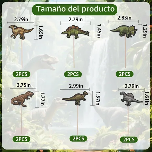 Vista 3 de BEISHIDA Soporte para cupcakes de dinosaurio de 3 niveles, decoración de fiesta, temática de dinosaurio, soporte para cupcakes, 12 piezas