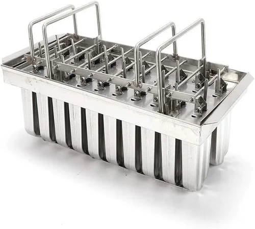 Vista 7 de 20 moldes para paletas, kit de soporte de moldes de paletas de hielo de acero inoxidable comercial GDAE10 con 100 palos de bambú reutilizables