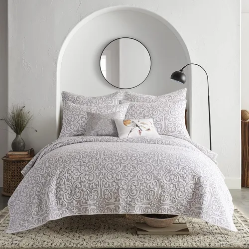 Vista 3 de Levtex Home - Sherbourne Black Stitch - Funda acolchada estándar - Medallón acolchado blanco con puntada negra - Algodón/Poliéster Puntada negra