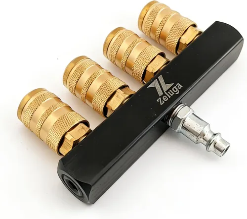 Vista 10 de Zeluga 22-161 Colector de aire de 3 vías con acoplador de conexión rápida NPT de 1/4 pulgadas, divisor de aire neumático industrial, conector
