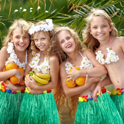 Vista 6 de 24 faldas de hierba hawaiana de 24 pulgadas, falda hula para mujer, disfraz de Luau, recuerdos de fiesta hawaiana