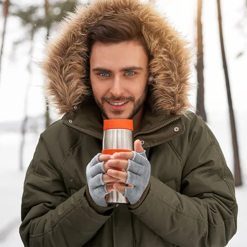 Vista 5 de SATINIOR 4 pares de guantes de invierno de medio dedo, guantes de punto sin dedos, guantes elásticos cálidos para hombres y mujeres