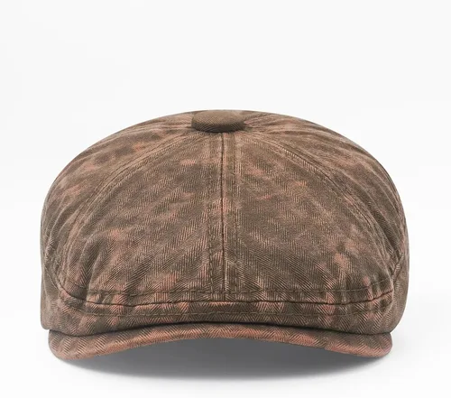 Vista 2 de Newsboy Flat Cap for Men Women, Adjustable Washed Cotton Hat #B36-café