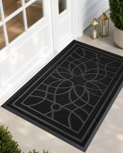 Vista 23 de DEXI Tapete para puerta delantera, entrada exterior, 24 x 36 pulgadas Negro