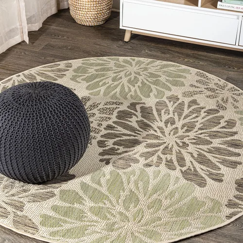 Vista 12 de JONATHAN Y Alfombra Corredor de Tejido Texturizado Floral para Interiores y Exteriores 2X8 Marrón/Crema, Zinnia Moderna para Patio Trasero, Patio