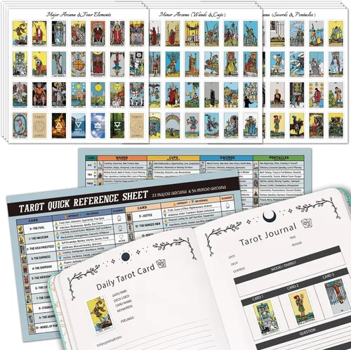 Vista 9 de Joyppy 336 piezas de adhesivos de tarot - 6.3 cm x 3.6 cm (2.5" x 1.4") - 4 juegos de adhesivos de cartas de tarot completos RWS para diario