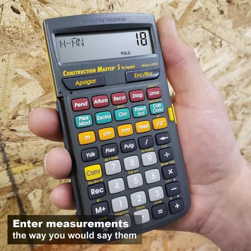Vista 6 de Calculated Industries 4054 Construction Master 5 en Español - Calculadora de construcción con pies, pulgadas y fracciones para carpinteros