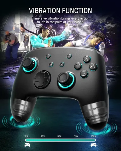 Vista 7 de FUNLAB Firefly Patrón luminoso Switch Pro Controlador inalámbrico compatible con Nintendo SwitchOLEDLite, mando a distancia Bluetooth con 7