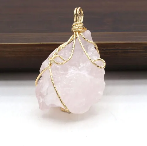 Vista 9 de LHJ 6 colgantes de cristal natural crudo irregular, piedra de energía curativa de Reiki, envueltos en cobre para hacer joyas, collares, meditación