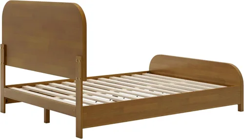 Vista 10 de Christopher Knight Home Base de cama de madera tamaño Queen con cabecero, cama de plataforma con acabado de roble, madera maciza y fabricada,