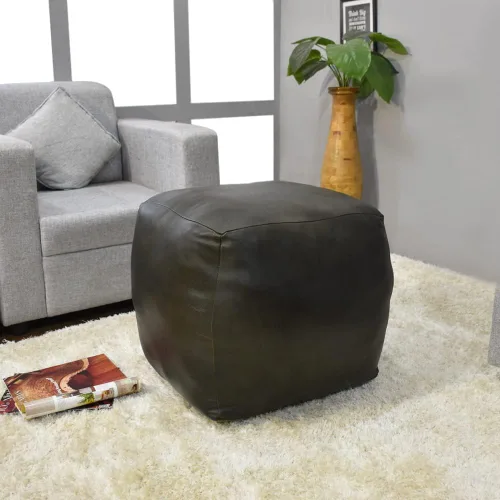 Vista 37 de Rugsotic Carpets Puf de cuero de cabra redondo hecho a mano ecológico negro – Puf de forma redonda, 14.0 in x 14.0 in x 14.0 in x 14.0 in, liso