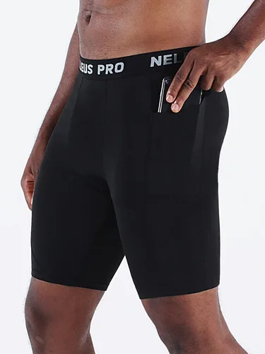 Vista 2 de NELEUS Paquete de 3 pantalones cortos de compresión para correr con bolsillos para hombre