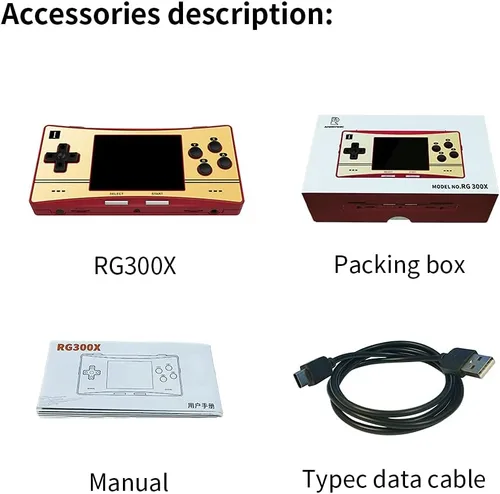 Vista 6 de RG300X - Consola de juegos con mango RG300X, consola de juegos portátil con tarjeta TF 64G preinstalada 5171 Classic Games, consola de juegos retro