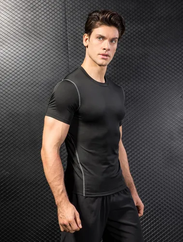 Vista 5 de Men's Compression Shirts Short Sleeve Workout T Shirts Athletic Sports Base Layer Cool Dry Gym Tops Undershirts