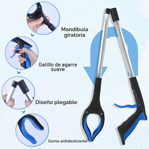 Vista 3 de Herramienta de recolección de basura resistente de 6 piezas - Agarrador telescópico ligero de 32 pulgadas con mango ergonómico, agarre 6