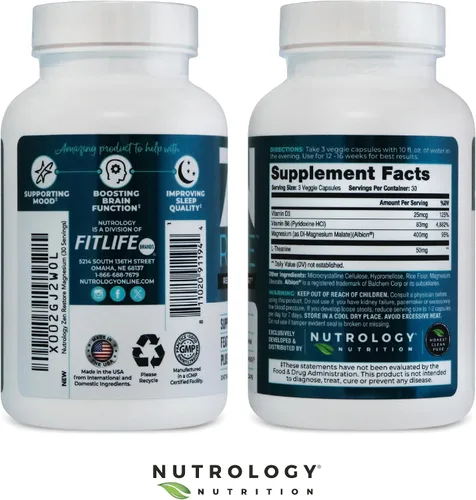 Vista 9 de Nutrology Zen Restore - 400 mg de malato de magnesio, vitamina D3 y L-teanina, apoya el sueño, la recuperación muscular y el bienestar suprarrenal
