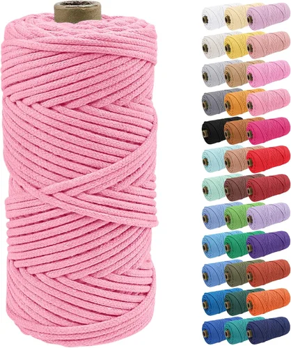 Vista 77 de JeogYong Cuerda de macramé de 0.157 in x 109 yardas, cuerda trenzada de algodón natural, cuerda de macramé para bolsas de ganchillo, colgar