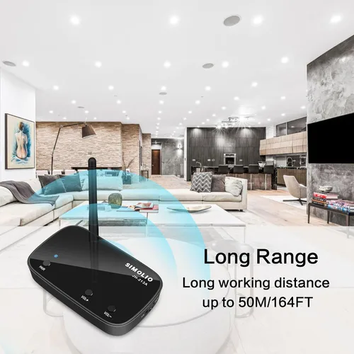 Vista 3 de SIMOLIO Receptor Bluetooth de alta fidelidad para transmisión de música, adaptador de audio Bluetooth de largo alcance, adaptador Bluetooth