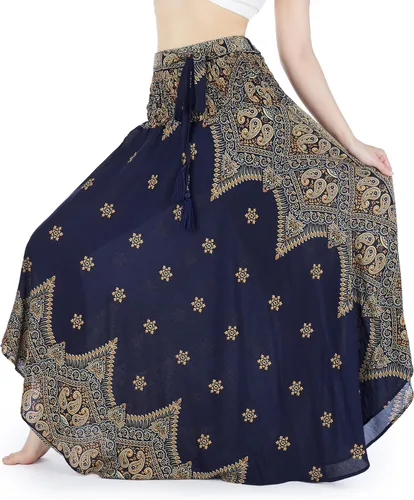 Vista 29 de Lannaclothesdesign - Falda larga para mujer de estilo bohemio, gitano, hippie, ropa de falda boho Rosa doble negra