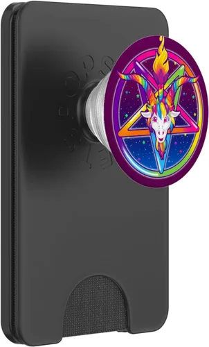 Vista 7 de Rainbow Baphomet Pentagram Sigil Popsocket Cabeza de cabra – PopSockets Grip y soporte para teléfonos y tabletas, Negro