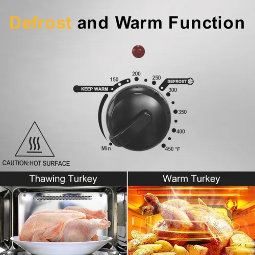 Vista 4 de Sunvivi Horno eléctrico asador de pavo de 20 cuartos de galón con tapa, tostadores eléctricos con bandeja extraíble, tostador grande, tapa