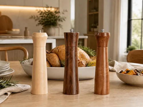 Vista 8 de KKC HOME ACCENTS Molinillo de pimienta de madera, molinillo de pimienta de madera, recargable, 10 pulgadas, madera de goma, molinillo de sal, núcleo