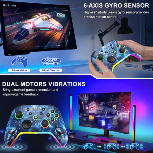 Vista 5 de opclzs Wireless Pro Controller for SwitchLiteOLEDiOSPCAndroid Replacement Controller with Headphone Jack for Nintendool witch Pro Controller
