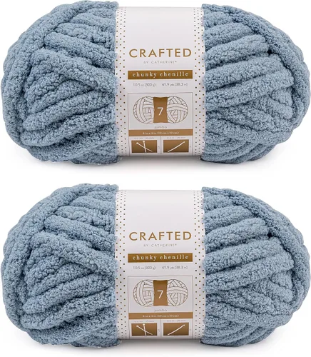 Vista 14 de Crafted By Catherine Hilo de Chenille Grueso - Paquete de 2 (8 oz / 227 g, 31.7 Yardas Cada Madeja), Beige, Calibre 7 Jumbo