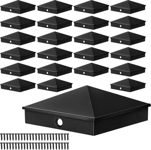 Vista 14 de Cubiertas de poste de aluminio Dunzy Tapas de poste de valla de pirámide para manga nominal con tornillos para buzón de correo al aire libre