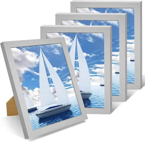 Vista 10 de Nacial Portarretratos de 5 x 7 pulgadas, juego de 4 portarretratos para fotos de 4 x 6 pulgadas con paspartú, para fotos de 5 x 7 pulgadas sin
