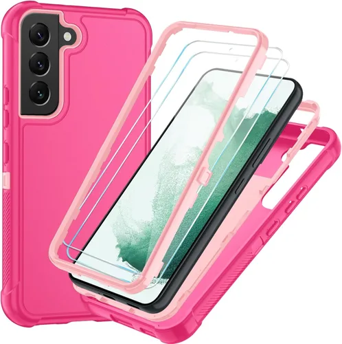 Vista 28 de SunStory Funda 3 en 1 para Samsung Galaxy S22 con protector de pantalla Verde Armada (ArmyGreen)