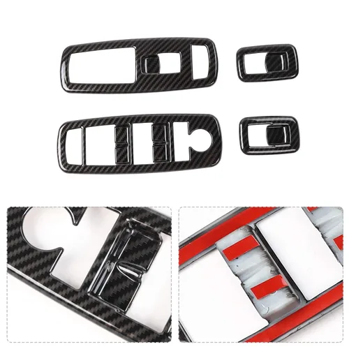 Vista 3 de JeCar Kit de moldura de botón interior para cubierta de interruptor de elevación de ventana para Jeep Grand Cherokee 2011-2020 y Jeep Cherokee