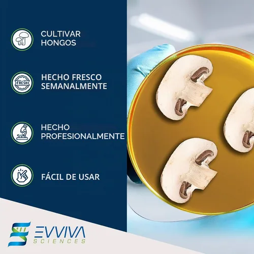 Vista 5 de Evviva Sciences - Platos de petri de agar dextrosa de patata prevertida (PDA), para hongos, kit de prueba casera o para proyectos de ferias
