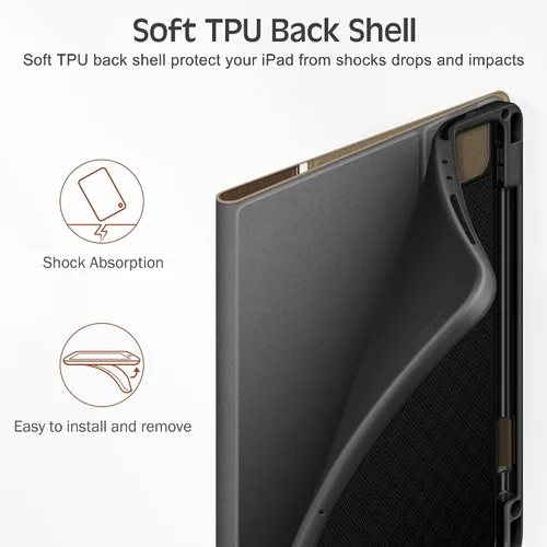 Vista 9 de KingBlanc Funda para iPad Pro de 11 pulgadas de 4ª/3ª/2ª/2ª generación (2022/2021/2020) con soporte para lápices, funda de soporte bicolor de cuero
