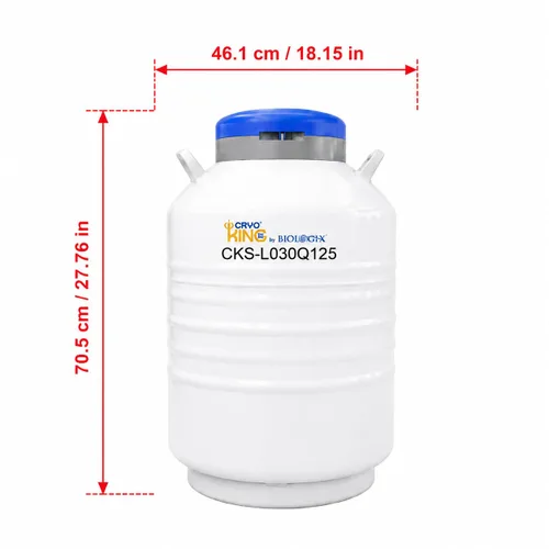 Vista 2 de Serie de laboratorio Dewar de nitrógeno líquido 31.5 L, aleación de aluminio que incluye 6 estantes cuadrados (4 capas) con 5 cajas criogénicas de 5