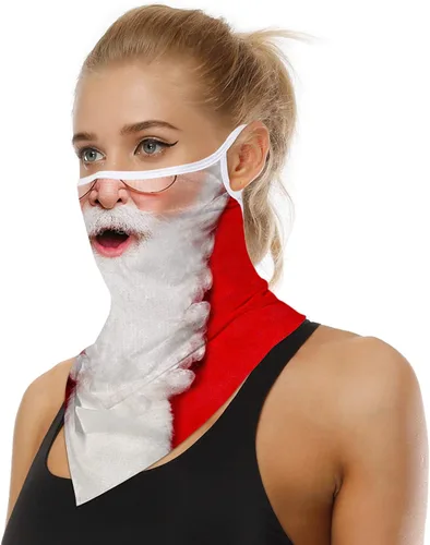Vista 6 de GLUDEAR Máscara facial fea de Papá Noel, reutilizable, lavable, para el cuello, polaina para las orejas