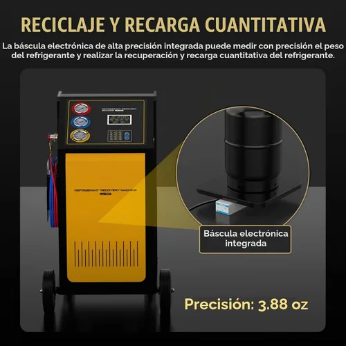Vista 5 de LM707 Máquina automática de recarga de recuperación de CA, tanque interno de 26.5 lbs y escala de alta precisión incorporada (± 0.35 oz)