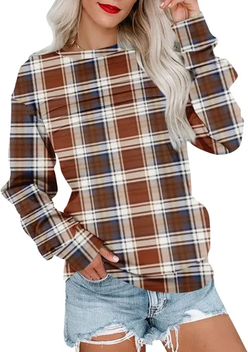 Vista 10 de Sudaderas para mujer, cuello redondo, manga larga, suave, ajuste holgado, ropa de primavera y otoño 2026, S-2XL