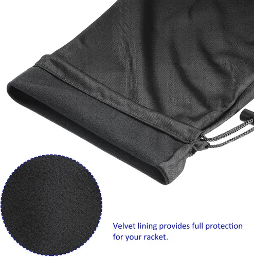 Vista 4 de M METERXITY Bolsa de raqueta de bádminton – Bolsa de tela de terciopelo con cordón, bolsa de almacenamiento para raqueta, para hombres, mujeres