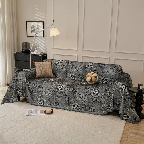 Vista 17 de DREAMINGO Funda de Sofá de Chenilla Beige Bohemia Geométrica Jacquard para Sofá de 3 Cojines Antideslizante Seccional Forma de L para Perros
