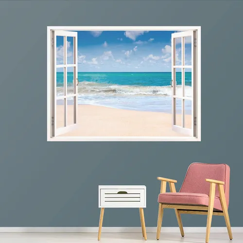 Vista 23 de IDEA4WALL Adhesivo mural removible para pared, arena blanca tropical, playa, orilla, palmera, naturaleza, desierto, fotografía, arte moderno