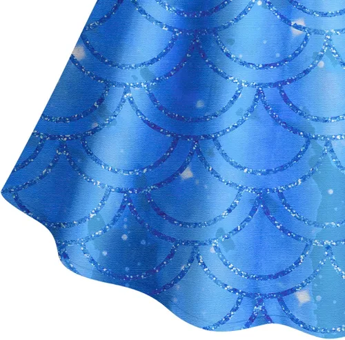 Vista 6 de QASALOP Little Girls Mermaid Princess Dress Toddler Cartoon Dresses Square Neck Ruffles Sleeve Costume Dress Up for 3-8 Years