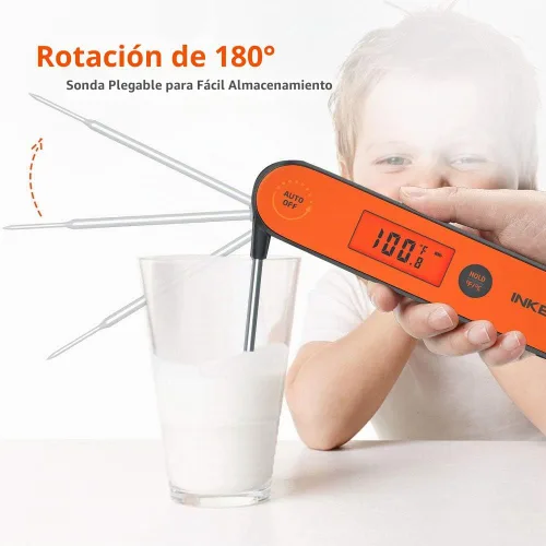 Vista 6 de Inkbird Termómetro de carne de lectura instantánea IHT-1P, termómetro digital impermeable recargable para alimentos con calibración, imán